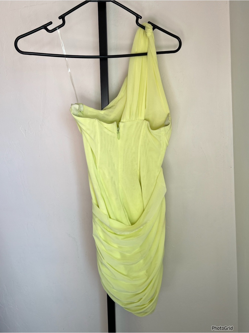 House Of Cb Clementine One Shoulder Yellow Green Corset Mini Dress Small - Picture 3 of 8